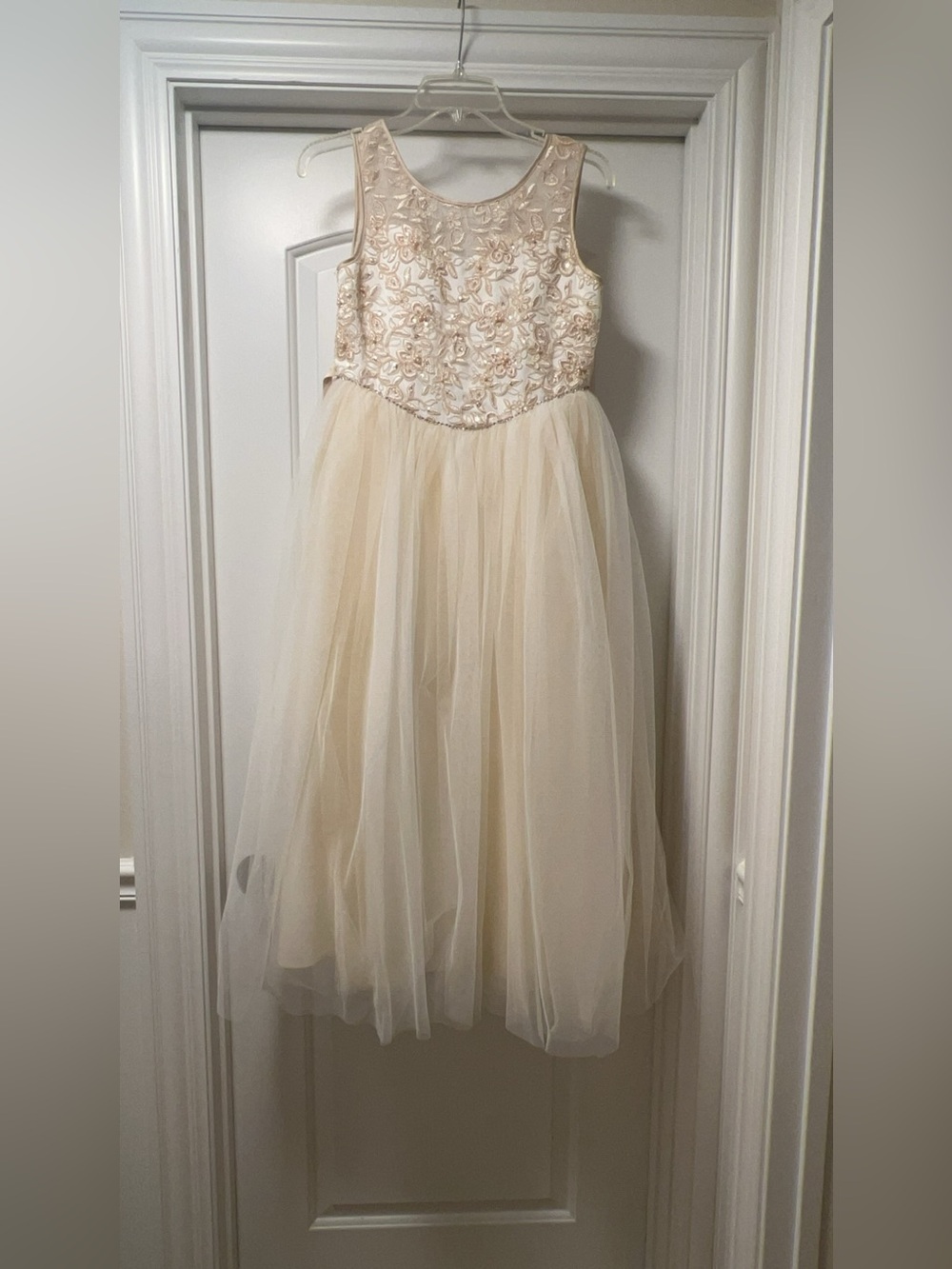 Tip Top Kids Ivory Floral Appliqué Tulle Party Dress